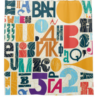 Rideaux De Douche Lettres dessinées à la main : design vintage sans