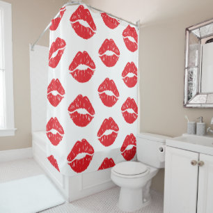 Rideaux De Douche Lèvres Rouges, Rouge À Lèvres, Baiser, Motif Des L
