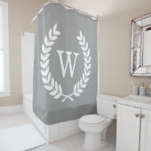 Rideaux De Douche LG Dk Grey White Laurel Wreath Initial Monogramme (En situation)