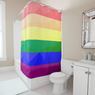 Rideaux De Douche LGBT drapeau arc-en-ciel lignes motif de maillage 