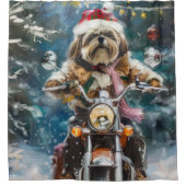 Rideaux De Douche Lhasa Apso Chien à cheval Moto Noël (Devant)