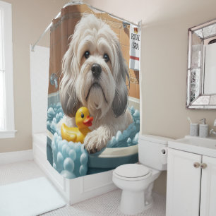 Rideaux De Douche Lhasa Apso Dégoulinant Endormi Mignon Drôle