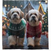 Rideaux De Douche Lhasa Apso Dogs Christmas Snow Holiday (Devant)