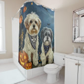 Rideaux De Douche Lhasa Apso Halloween Éffrayant (En situation)