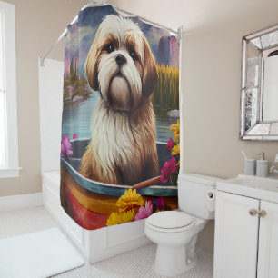Rideaux De Douche Lhasa Apso sur une pagaie : Une aventure pittoresq