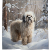 Rideaux De Douche Lhassa Apso Laisse Neige Noël (Devant)