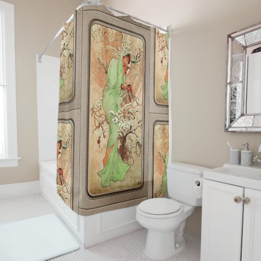 Rideaux De Douche L'hiver dans un cap vert par Alphonse Mucha (En situation)