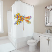Rideaux De Douche libellule de fleurs jaunes (En situation)