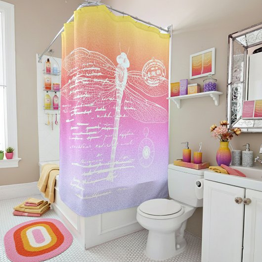 Rideaux De Douche Libellule dégradé pastel