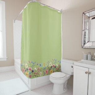 Rideaux De Douche libellule fleur sauvage citron vert et papillon