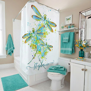 Rideaux De Douche Libellule sarcelle éclaboussure personnalisée