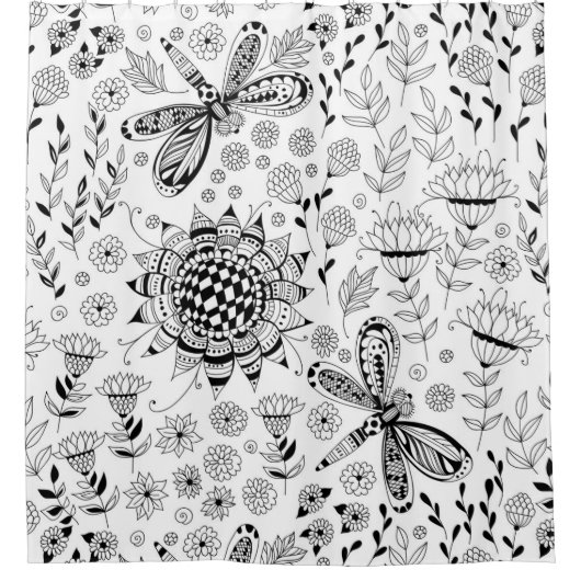 Rideaux De Douche libellules et fleurs (Devant)