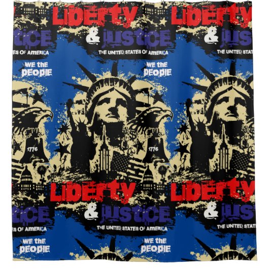 Rideaux De Douche Liberty & Justice. Statue de la Liberté, USA (Devant)