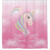 Rideaux De Douche Licorne Rose avec Nom Calligraphié (Devant)