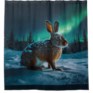 Rideaux De Douche Lièvre d'hiver sauvage et conception de la faune d