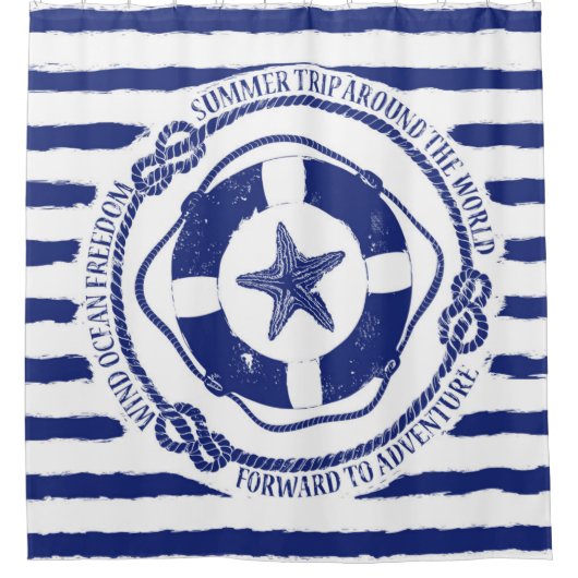 Rideaux De Douche Lifebuoy et étoiles de mer (Devant)