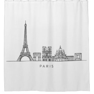Rideaux De Douche Ligne artistique minimaliste de la skyline de Pari
