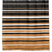 Rideaux De Douche Ligne horizontale noire, blanche et or (Devant)