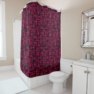 Rideaux De Douche Lignes Abstraites 120923 - Rose Tropical sur Fond