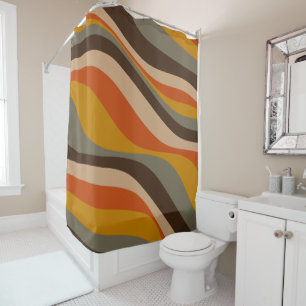 Rideaux De Douche Lignes Abstraites de vague d'automne modernes dans