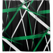 Rideaux De Douche Lignes Abstraites vertes et blanches en noir (Devant)