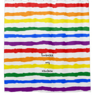 Rideaux De Douche Lignes arc-en-ciel avec texte personnalisé