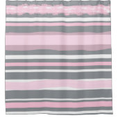 Rideaux De Douche Lignes blanches gris rose Art Abstrait (Devant)