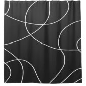 Rideaux De Douche Lignes blanches sur noir (Devant)