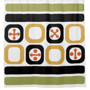 Rideaux De Douche Lignes Carrés Retro Atomic Art Multicolore