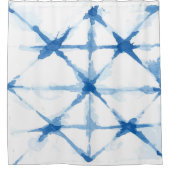 Rideaux De Douche Lignes d'aquarelle bleu Indigo intersectant japona (Devant)