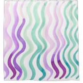 Rideaux De Douche Lignes d'aquarelles violettes et vertes (Devant)