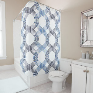 Rideaux De Douche Lignes d'enclenchement bleu marine, Cobalt