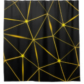 Rideaux De Douche Lignes d'or triangles noirs géométriques (Devant)