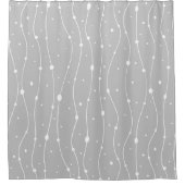 Rideaux De Douche Lignes et points ondulés gris et blanc modernes (Devant)