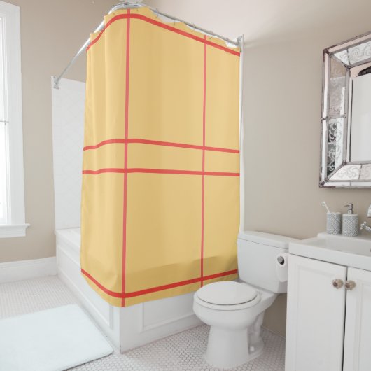 Rideaux De Douche Lignes géométriques jaune pêche (En situation)