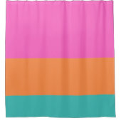 Rideaux De Douche Lignes horizontales larges rose orange et bleu (Devant)
