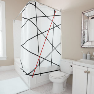Rideaux De Douche Lignes noires et rouges