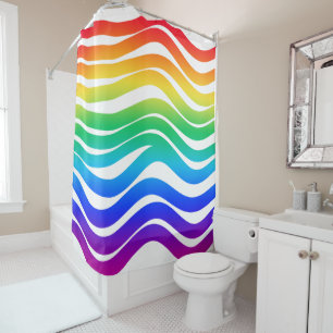 Rideaux De Douche Lignes ondulées épaisses de couleur arc-en-ciel