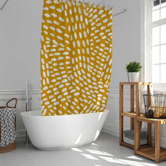 Rideaux De Douche Lignes pointillées brûlé motif jaune