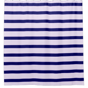 Rideaux De Douche Lilac et rayures blanches motif avec bleu marine