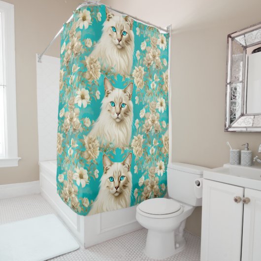 Rideaux De Douche Lilac Lynx Point Siamese Portrait Art (En situation)