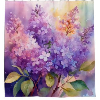 Rideaux De Douche Lilas à l'aquarelle