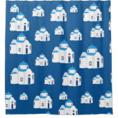 Rideaux De Douche L'île grecque Santorin Blue Dome (Devant)