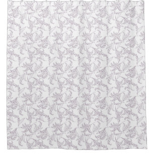 Rideaux De Douche Lily-of-the-Valley Floral Motif Mauve en blanc