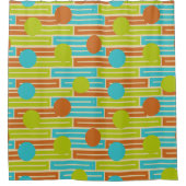 Rideaux De Douche Lime Green, Cinnamon Brown, Rectangles Turquoise (Devant)