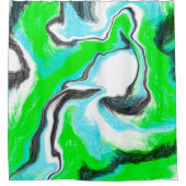 Rideaux De Douche Lime Green et Aqua Blue Marble Art Abstrait (Devant)