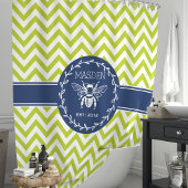 Rideaux De Douche Lime Green marine Personnalisée Miel Bee Chevron