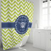Rideaux De Douche Lime Green marine Personnalisée Miel Bee Chevron