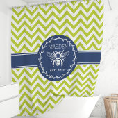 Rideaux De Douche Lime Green marine Personnalisée Miel Bee Chevron