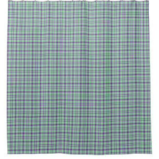 Rideaux De Douche Lime Green Purple Plaid Shower Curtain
